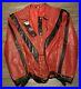 Authentic Vtg Michael Jackson Thriller Red and Black Leather Jacket Size Large