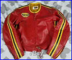 Bates Vintage Custom leather 2pc Motorcycle Racing Riding Suit Jacket Pants Red