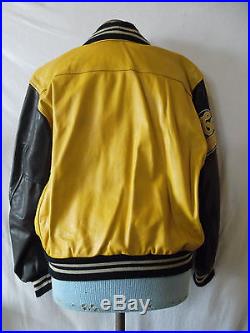 Blouson Teddy Redskins cuir jaune vintage Jacket Yellow leather Redskins