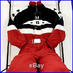 Bogner One Piece Vintage Ski Suit Snow Snowboard Red Black White Mens 40