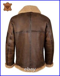 Brand New Mens RAF B3 Bomber Flight Aviator Shearling Sheep Skin Leather Jacket