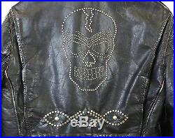 Brooks Leather Skull Studded Jacket Car Club Motorcycle MC Vintage Mens Jacket