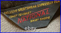 Brown Velvet National Shirt Shops Western Inlay Buttons MOD Vintage 1970s EUC