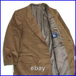 Burberry Vintage Coat Mens Brown Long Overcoat Trench Wool Cashmere Size 50/L