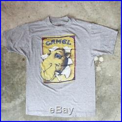 CAMEL Cigarette Vintage Rayon Tri Blend T Shirt Smoking Logo Gray Soft 1980s