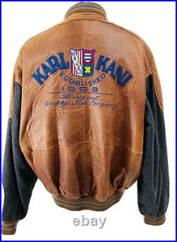 COLLECTOR'S Rare Vintage KARL KANI Leather Varsity 90s HIP HOP Coat Jacket XL
