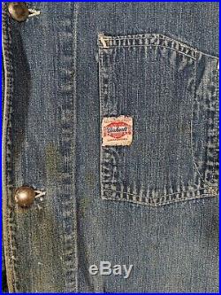 Carhartt Vintage 50s Chore Work Denim Jacket Triple Stitch Detroit USA