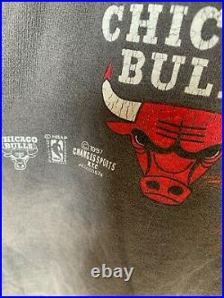 Chicago Bulls 1997 Michael Jordan All Over Print Vintage Faded Black T Shirt XL