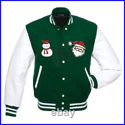 Christmas Varsity Jackets Original Wool & Leather Sleeves