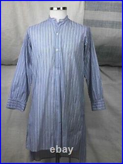 Collarless VTG French chore shirt WW2 poplin shirt 1940 Grandad shirt 36/38