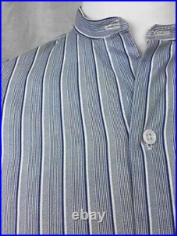 Collarless VTG French chore shirt WW2 poplin shirt 1940 Grandad shirt 36/38