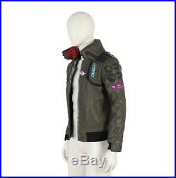 Cyberpunk 2077 Brown Faux Leather Halloween Cosplay Costume Jacket XS-5XL Custom