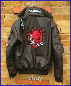 Cyberpunk 2077 Costume Jacket Mens Brown Leather Embroidery Coat / XS-5XL Custom