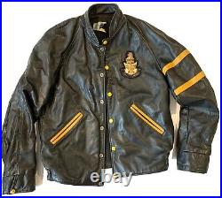 Dalhousie Univeristy Black leather jacket vintage 1950s Size Small Halifax NS