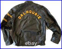 Dalhousie Univeristy Black leather jacket vintage 1950s Size Small Halifax NS