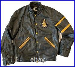 Dalhousie Univeristy Black leather jacket vintage 1950s Size Small Halifax NS