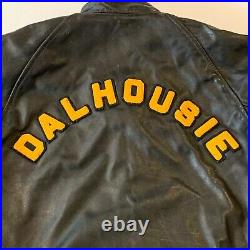 Dalhousie Univeristy Black leather jacket vintage 1950s Size Small Halifax NS