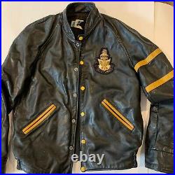 Dalhousie Univeristy Black leather jacket vintage 1950s Size Small Halifax NS