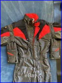 Descente Vintage Mens Charcoal/Hot Pink one piece zip up snow ski suit size XL