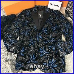 Dsquared2 Flower Velour Blazer In Black & Blue RRP £1475 SOLD OUT WORLDWIDE