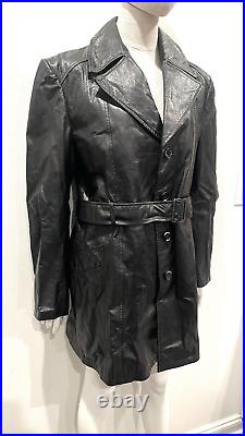 Dutch Boy Black Leather Trench Coat