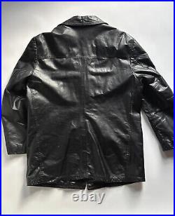 EX+ Vintage orig. 1960s 70s Black Leather Car Coat size XL 46L Gangster Mobster