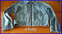 Early 1970's Amco Denim Bomber Jacket. Riri Zippered Front. To Fit Size 38