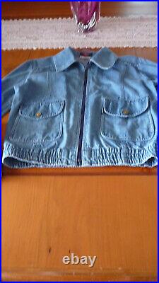 Early 1970's Amco Denim Bomber Jacket. Riri Zippered Front. To Fit Size 38