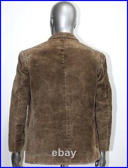 Early 20th Century Brown Corduroy 4 Buttons Work Chore Distressed Jacket Size M