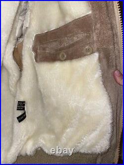 El Toro Bravo Vintage Leather Suede Hooded Jacket Faux Fur Lined Size 38 Men's