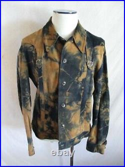 Eric Ross Beverly Hills vintage 70s black bleach stain suede rock jacket Large