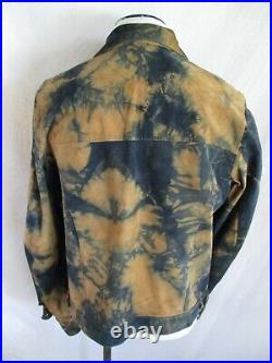 Eric Ross Beverly Hills vintage 70s black bleach stain suede rock jacket Large