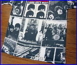 Excellent Rare Vintage THE BEATLES HARD DAY'S NIGHT All-Over-Print T-Shirt Large