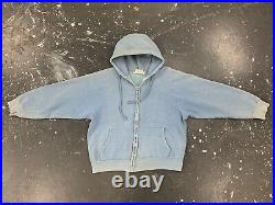 Faded Baby Blue Zip Hoodie Vtg 80s Distressed International Worldly Fashion