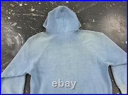 Faded Baby Blue Zip Hoodie Vtg 80s Distressed International Worldly Fashion