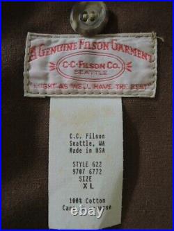 Filson Style 622 Tin Cloth Hunting Jacket Tan Canvas Size XL