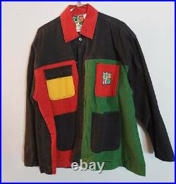 GET USED men's Vintage Large DENIM Hip hop Jacket Never worn 1980's multi color