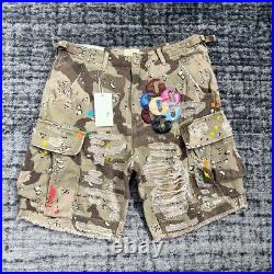 Gotofree Men 23ss Gggg Shorts Leather Patch Embroider Camo Gd Dept Jogger Shorts