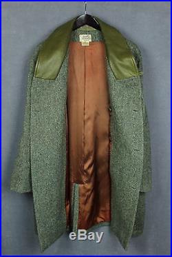 HERMES Mens Vintage Wool Shell Luxury Coat Leather Collar SZ 52 or XXL VGC