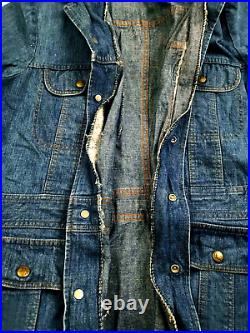 HOT VTG 80s Men's USA LEE @ SAFARI CHORE BARN BLAZER 4 Pcks Denim JACKET Jeans L