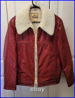 HTF Vintage Woolrich Red Nylon Fleece Lined Bomber Style Jacket Unisex Medium