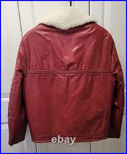 HTF Vintage Woolrich Red Nylon Fleece Lined Bomber Style Jacket Unisex Medium