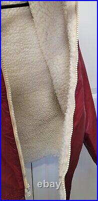 HTF Vintage Woolrich Red Nylon Fleece Lined Bomber Style Jacket Unisex Medium