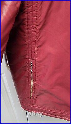 HTF Vintage Woolrich Red Nylon Fleece Lined Bomber Style Jacket Unisex Medium