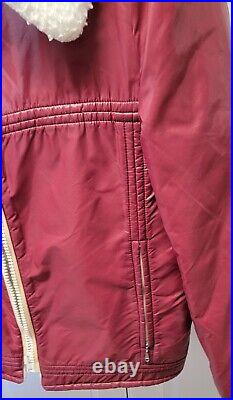 HTF Vintage Woolrich Red Nylon Fleece Lined Bomber Style Jacket Unisex Medium