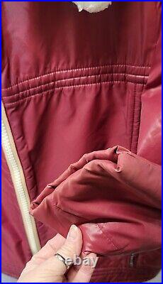 HTF Vintage Woolrich Red Nylon Fleece Lined Bomber Style Jacket Unisex Medium