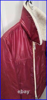 HTF Vintage Woolrich Red Nylon Fleece Lined Bomber Style Jacket Unisex Medium