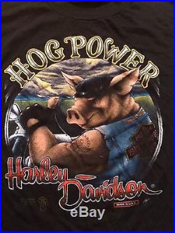 Harley Davidson 3D Emblem Hog Power VTG 1988 T Shirt Xl West Germany