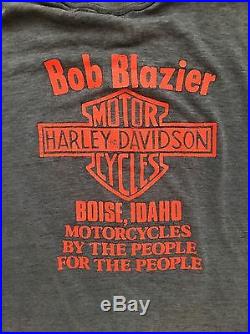 Harley Davidson 3D Emblem One Hot Piece Of American Steel VTG 80s Thin T Shirt