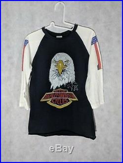 Harley Davidson Vintage 70s 3/4 Sleeve Eagle #1 Jack Daniels T Shirt Medium 5050